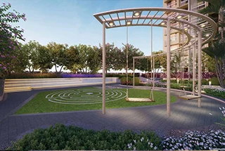 Outdoor seating area at Godrej Aveline Yelahanka Bangalore